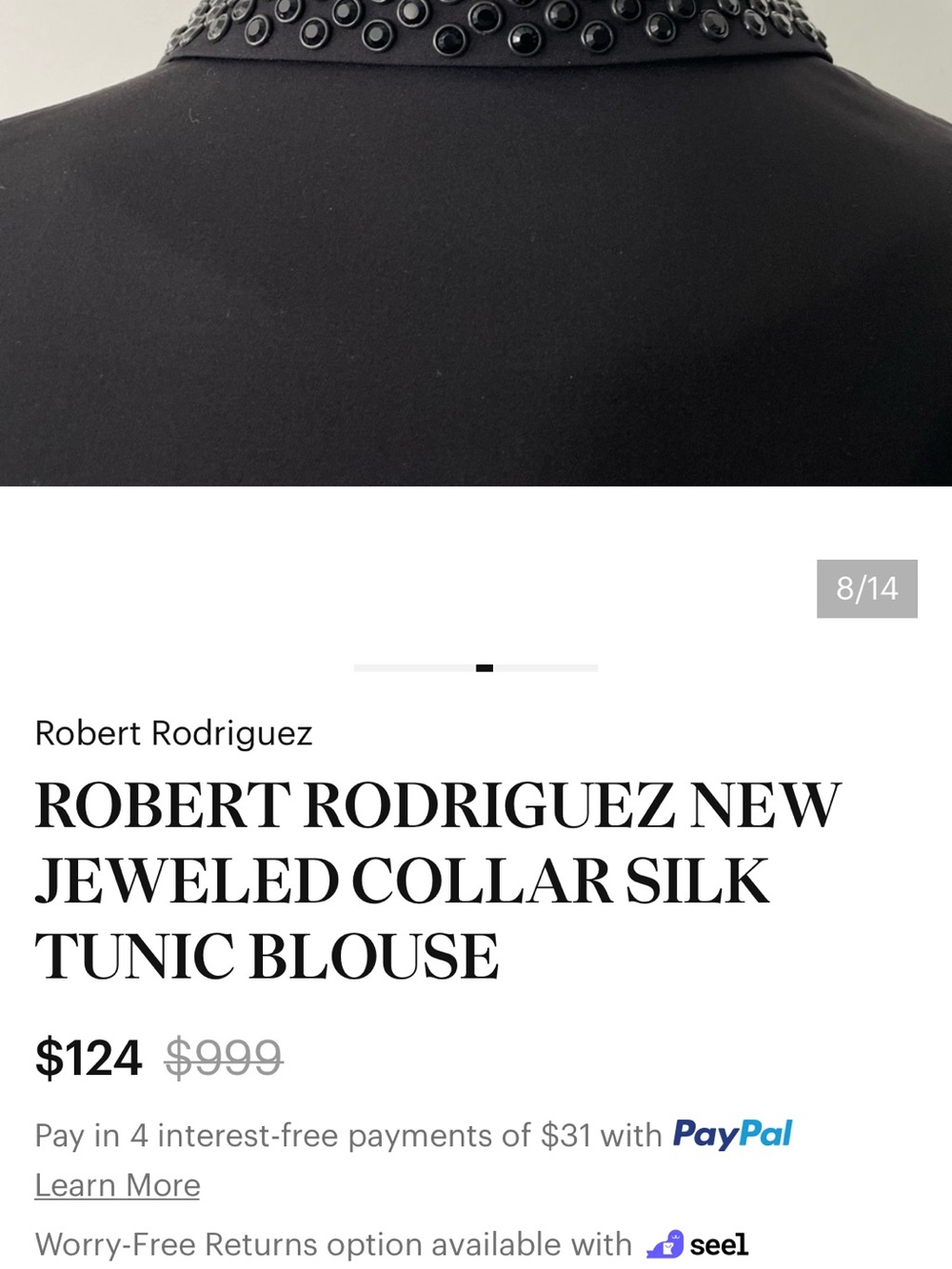 *Rare Archive* Robert Rodriguez Archive 100% Pure Silk Mock Neck Cami Shell Tank - Picture 12 of 15
